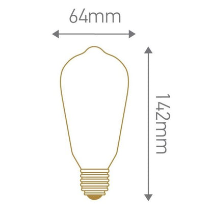 Edison Filament LED 6W E27 2100K 300Lm Dim. Smoky RA>90