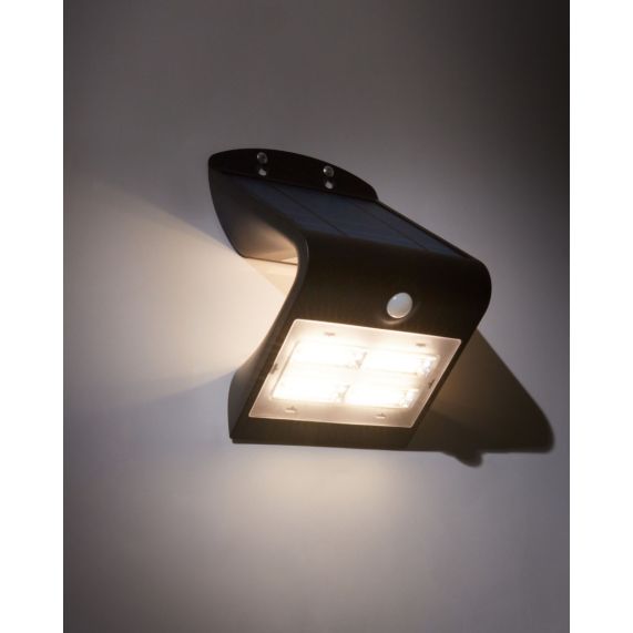 BUTTERFLY - Projecteur solaire LED noir détecteur présence IP65 4000K 3,2W 400lm
