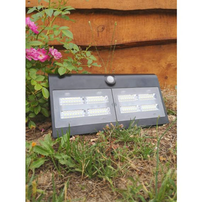 BUTTERFLY - Projecteur solaire LED noir détecteur présence IP65 4000K 6,8W 800lm