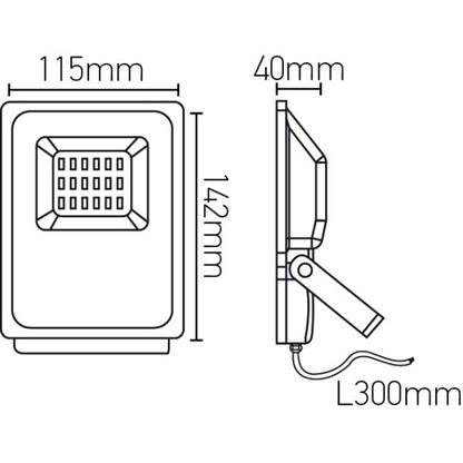 FS Isonoe - EcoWatts - Projecteur LED IP 65 115x41x138 10W 3000K 800lm 120° noir