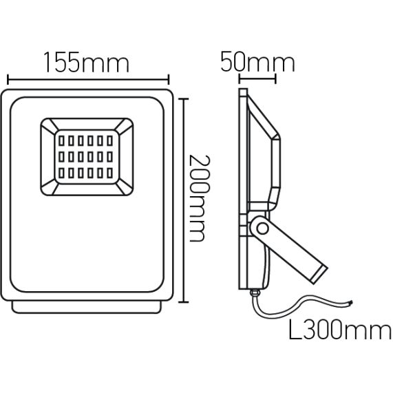 FS Isonoe - EcoWatts - Projecteur LED IP 65 143x48x182 20W 3000K 1600lm 120° noir