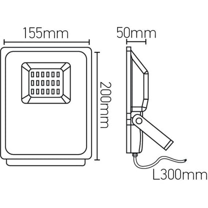 FS Isonoe - EcoWatts - Projecteur LED IP 65 143x48x182 20W 3000K 1600lm 120° noir