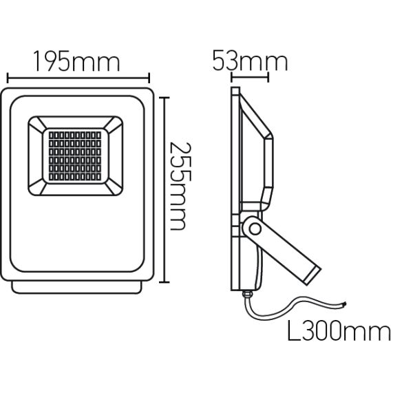 FS Isonoe - EcoWatts - Projecteur LED IP 65 223x183x55 30W 3000K 2400lm 120° noir