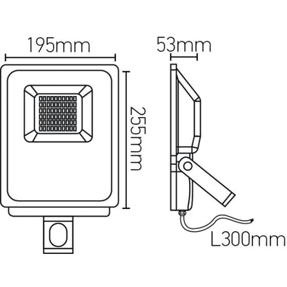 FS Isonoe - EcoWatts - Projecteur LED IP 65 180x58x240 30W 3000K 2400lm 120° noir