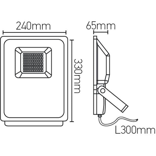 FS Isonoe - EcoWatts - Projecteur LED IP 65 180x58x240 50W 3000K 4000lm 120° noir