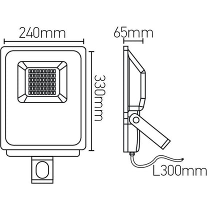 FS Isonoe - EcoWatts - Projecteur LED IP 65 235x64x285 50W 3000K 4000lm 120° noir