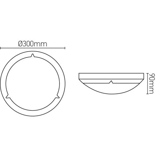 Luna - Plafonnier LED Ø300x90 16W 3000K 1200lm 160° blanc avec détecteur de présence