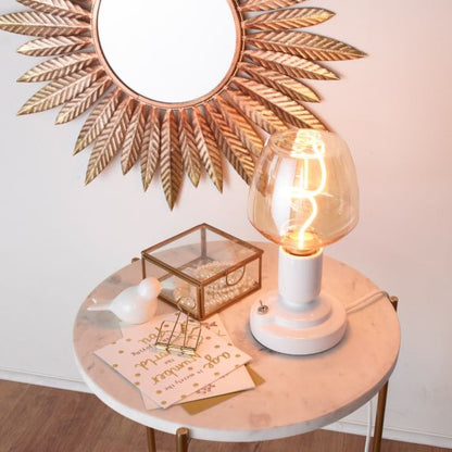 Lampe a poser E27 blanc effet ceramique Vallauris 220-240V IP20 115x110mm