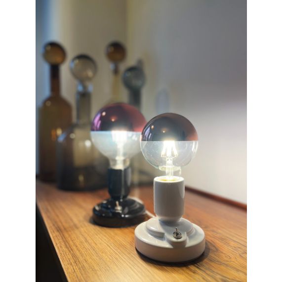 Lampe a poser E27 noir effet ceramique Vallauris 220-240V IP20 115x110mm