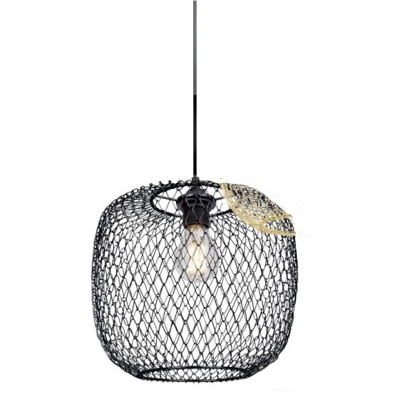 Suspension abat-jour metal E27 noir Colombe IP20