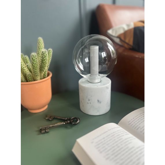 Lampe a poser E27 blanc effet marbre Paros 220-240V IP20 98x90mm