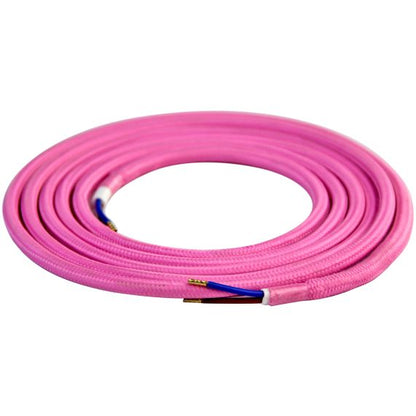 Câble Textile Rond 2x0,75mm2 Double Isolation Rose 2 Mètres