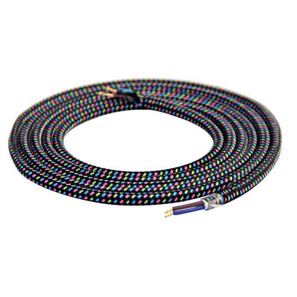 FS Câble Textile Rond 2x0,75mm2 Double Isolation Fushia/Orange/Vert 2 Mètres