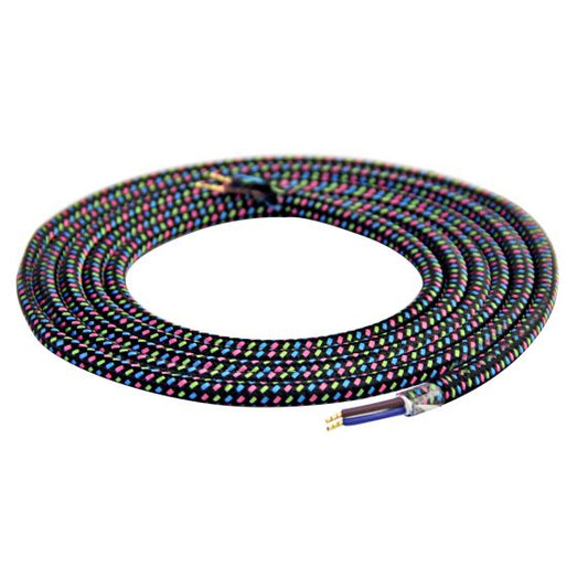 FS Câble Textile Rond 2x0,75mm2 Double Isolation Fushia/Orange/Vert 2 Mètres