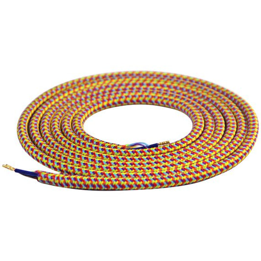 FS Câble Textile Rond 2x0,75mm2 Double Isolation Multicolore 2 Mètres