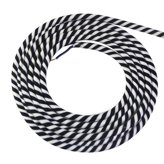 Cable rond spirale noir blanc 2 mètres 2 x 0,75mm2