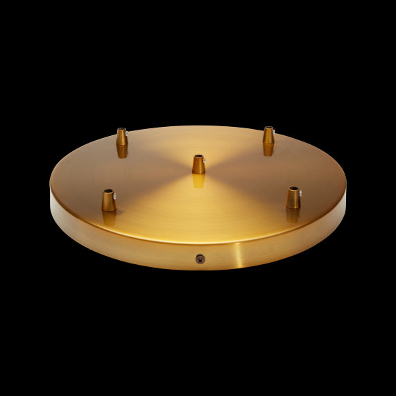 Plafonnier Acier D.300mm Rétro Or 5 Sorties + Arrêts Pour Câbles D.6mm