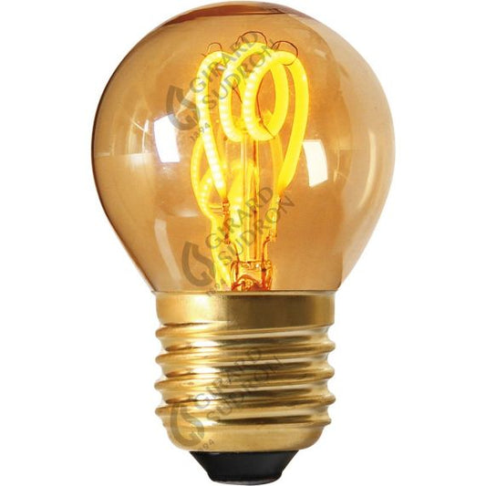 Sphérique G45 Filament LED Torsadée 4W 2000K 250lm E27 Non Dim. Ambre