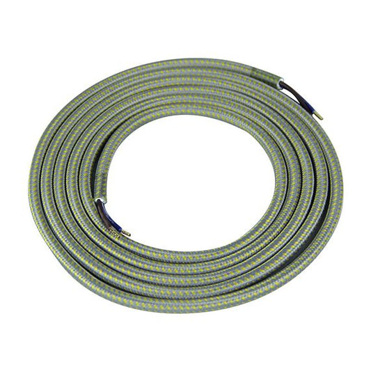 Câble text. rond 2 x 0.75mm² L.2m jaune et gris
