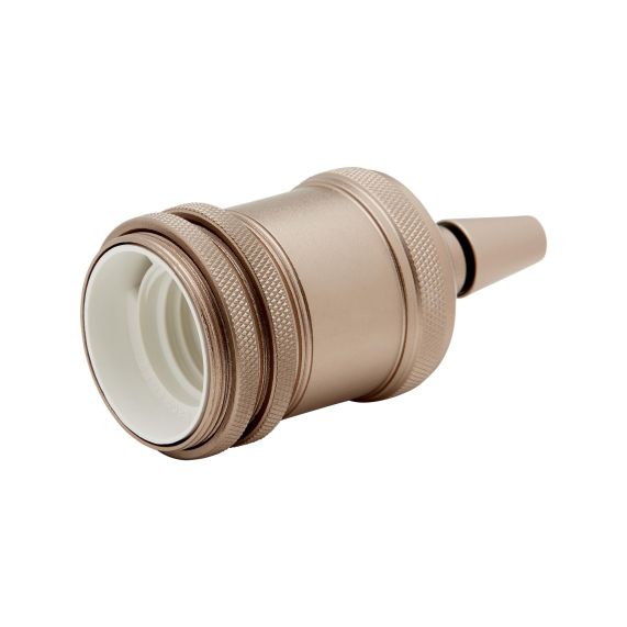 Douille Acier E27 Filetée avec Bague Champagne