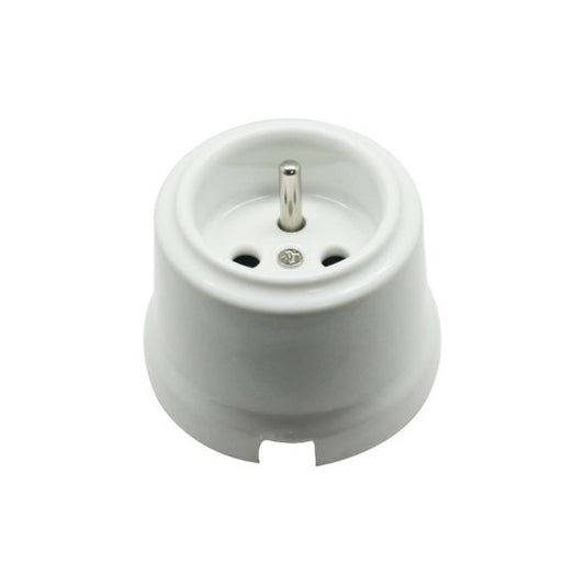 Prise murale blanc porcelaine en saillie av terre 10A Retrocharm 250V IP20