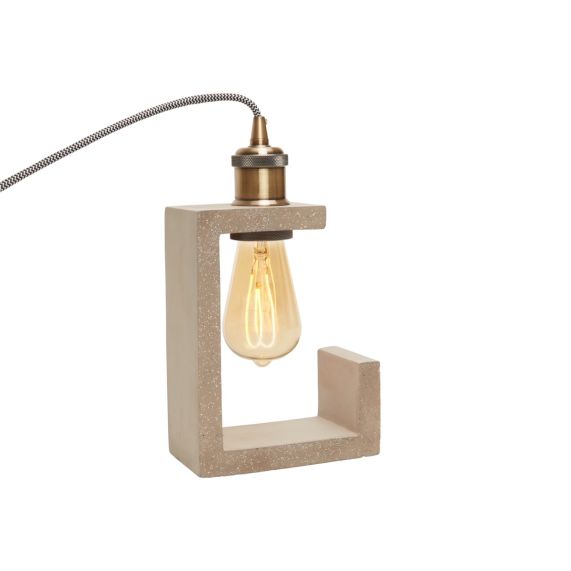 CONCRETE - table lamp + gold lampholder E27