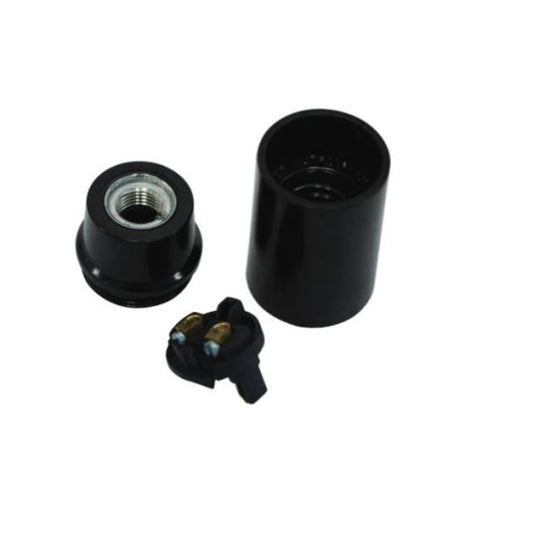 Douille demontee E14 noir lisse culot H15mm sortie de fil