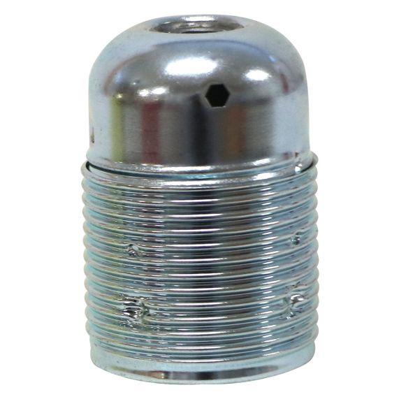 Douille demontee acier E27 chrome filetee av borne de terre
