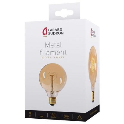 Globe Filament Métallique Cœur 24W E27 2000K Ambre