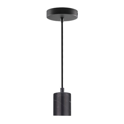 Suspension E27 noir douille marbre et cable textile noir Paros IP20 1,6m