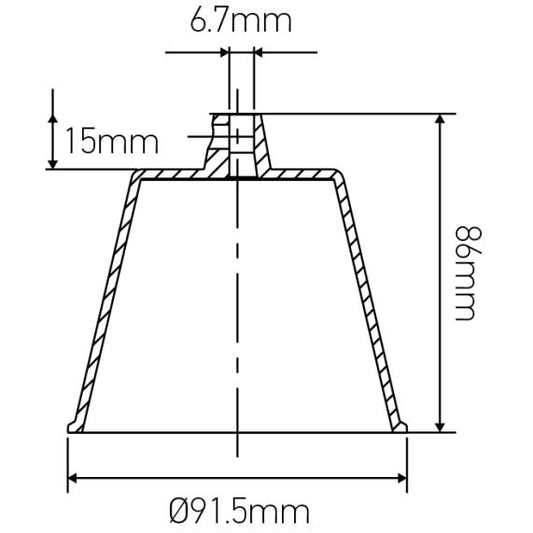 Pavillon plastique blanc conique av vis d'arret 81,5x86mm