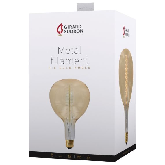 Lampe Poire R180 Filament Métallique Spiralé 24W E27 2000K Ambre