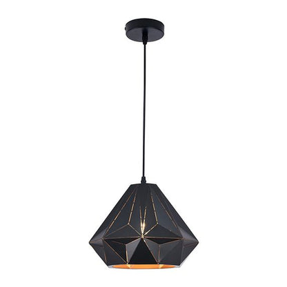 FS EL Suspension E27 abat-jour métal Noir extérieur/ Doré intérieur cable PVC L.100cm