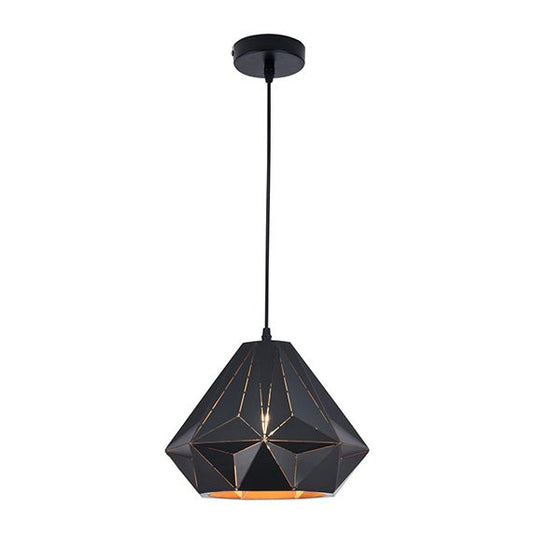 FS EL Suspension E27 abat-jour métal Noir extérieur/ Doré intérieur cable PVC L.100cm