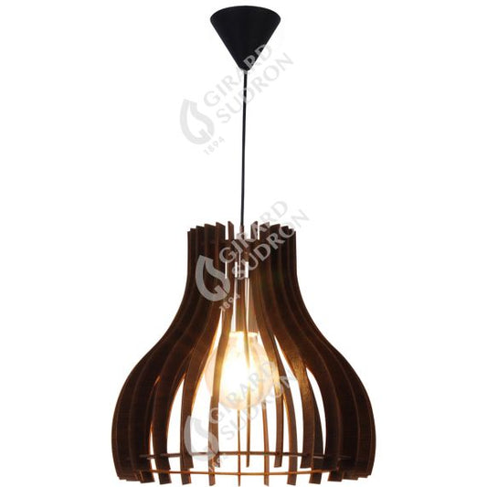 Suspension E27 Max.40W Bois foncé cable PVC L.100cm Noir