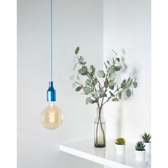Douille Bouteille Acier E27 Bleu Electrique