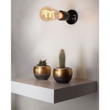 Douille E27 Céramique Sur Patère Noire