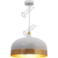 Suspension E27 Max.40W abat-jour Metal Blanc liseré Doré extérieur / Doré intérieur cable PVC L.100cm Blanc
