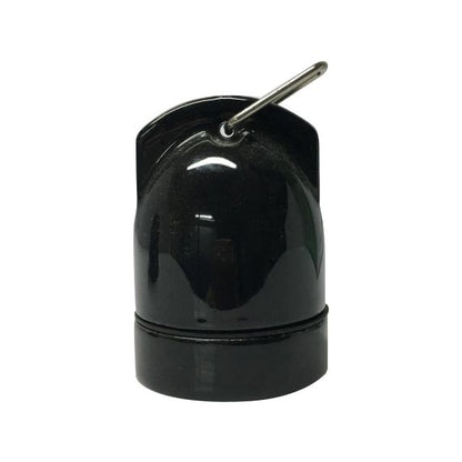 Douille E27 porcelaine av. crochet ø46mm H.70mm noir