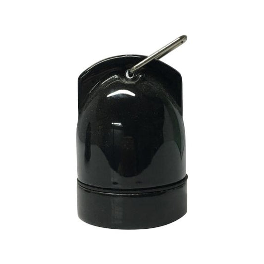 Douille E27 porcelaine av. crochet ø46mm H.70mm noir