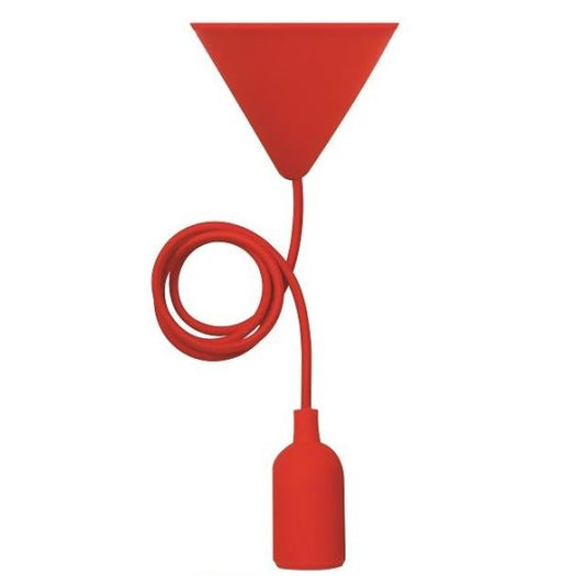 FS EcoWatts - Suspension E27 silicone câb. text. L.120cm rouge