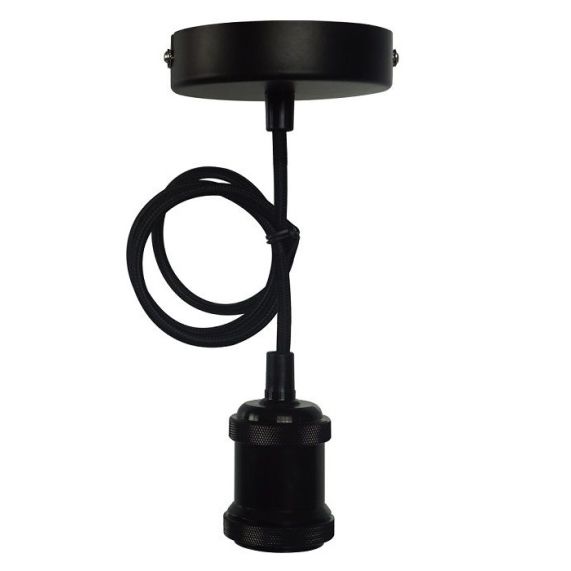 FS EcoWatts - Suspension E27 métal câb. text. L.100cm noir