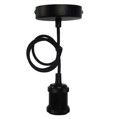 FS EcoWatts - Suspension E27 métal câb. text. L.100cm noir