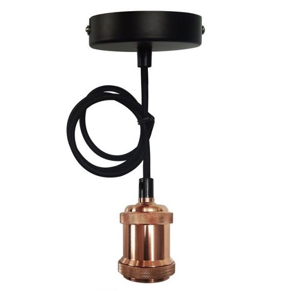 FS EcoWatts - Suspension E27 métal câb. text. L.100cm bronze