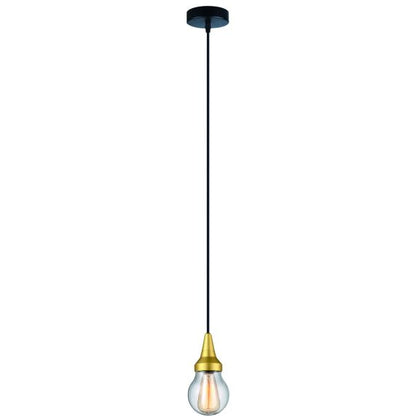 FS EL Suspension alu IP44 E27 Max.25W abat-jour Verre clair - Doré Mat extérieur cable PVC L.150cm Noir