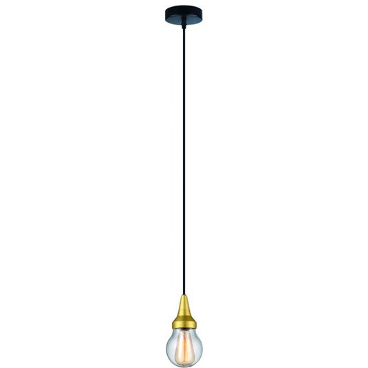 FS EL Suspension alu IP44 E27 Max.25W abat-jour Verre clair - Doré Mat extérieur cable PVC L.150cm Noir