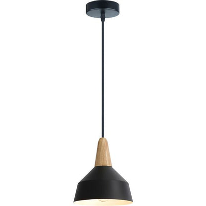 FS EL Suspension E27 Alu Max.60W abat-jour Alu Noir Mat et Bois clair extérieur / Blanc intérieur cable PV