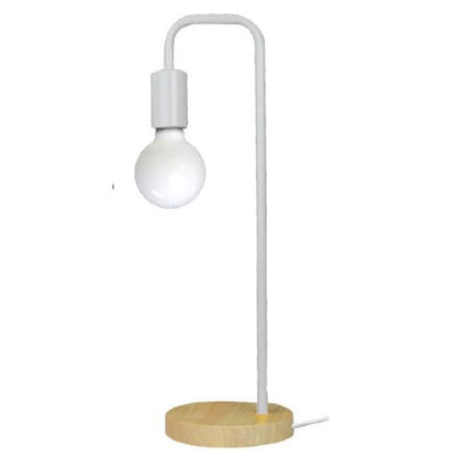 FS EL Lampe à poser E27 Max.60W Blanc - pieds Bois clair - cable PVC L.200cm avec inter. Blanc