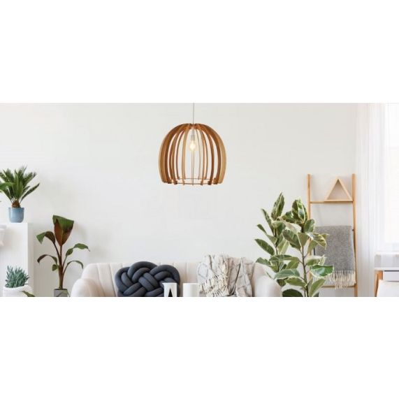 FS EL Suspension E27 Max.40W abat-jour Bois extérieur / intérieur cable PVC L.100cm Blanc