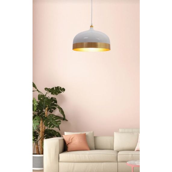 FS EL Suspension E27 Max.40W abat-jour Metal Blanc liseré Doré extérieur / Doré intérieur cable PVC L.1